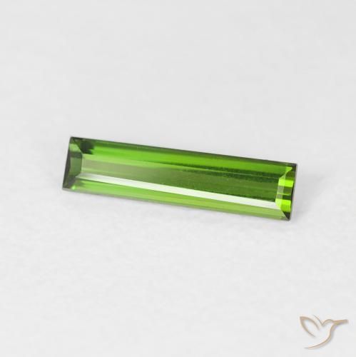 0.46 ct Green Tourmaline Stone, Natural Tourmaline in Baguette Facet Shape for Sale
