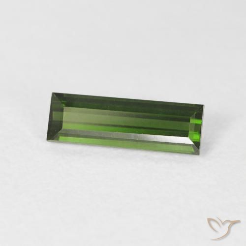 0.89 ct Green Tourmaline Stone, Natural Tourmaline in Baguette Facet Shape for Sale