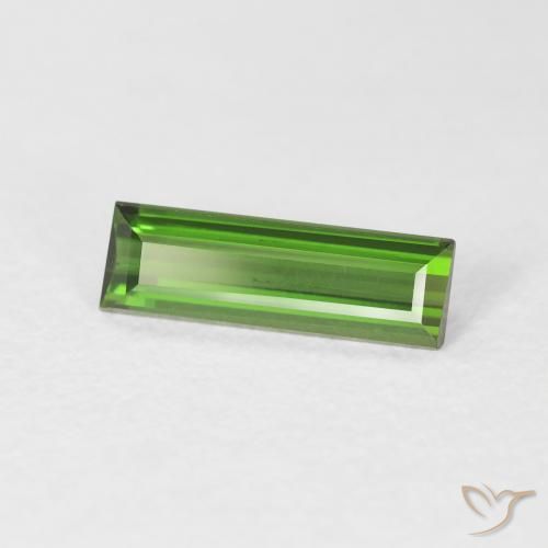 0.88 ct Green Tourmaline Stone, Natural Tourmaline in Baguette Facet Shape for Sale