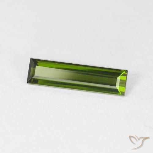 0.94 ct Green Tourmaline Stone, Natural Tourmaline in Baguette Facet Shape for Sale