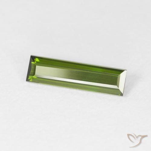 0.95 ct Green Tourmaline Stone, Natural Tourmaline in Baguette Facet Shape for Sale