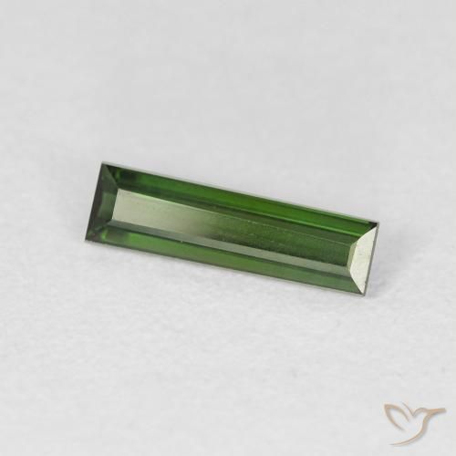 0.68 ct Green Tourmaline Stone, Natural Tourmaline in Baguette Facet Shape for Sale