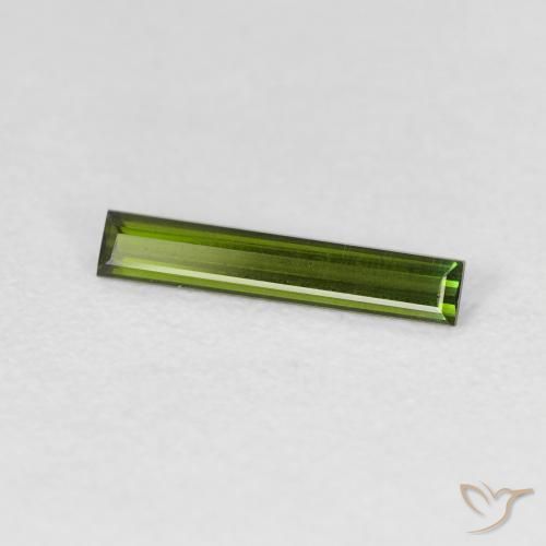 0.51 ct Green Tourmaline Stone, Natural Tourmaline in Baguette Facet Shape for Sale