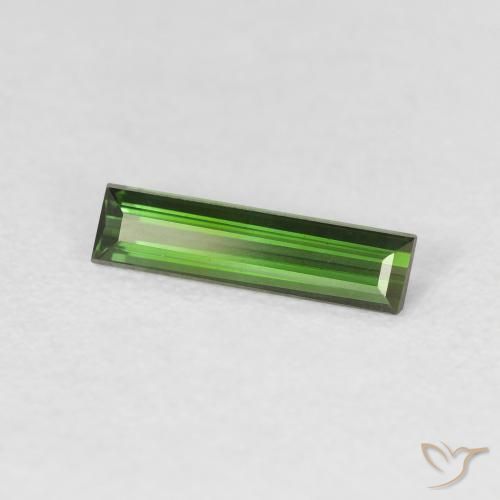 0.65 ct Green Tourmaline Stone, Natural Tourmaline in Baguette Facet Shape for Sale