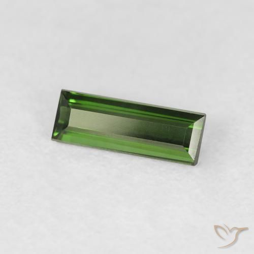 0.64 ct Green Tourmaline Stone, Natural Tourmaline in Baguette Facet Shape for Sale