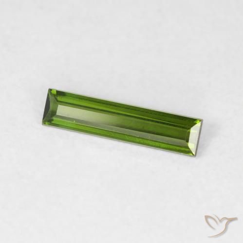 0.38 ct Green Tourmaline Stone, Natural Tourmaline in Baguette Facet Shape for Sale