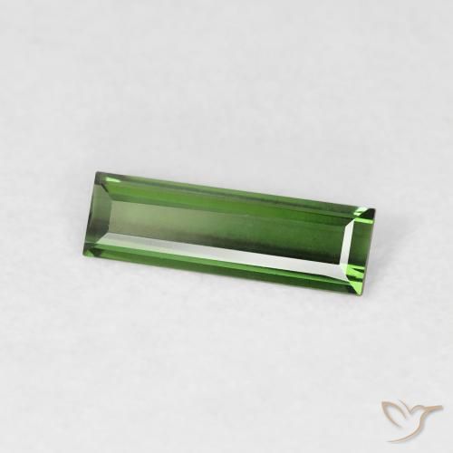 0.43 ct Green Tourmaline Stone, Natural Tourmaline in Baguette Facet Shape for Sale