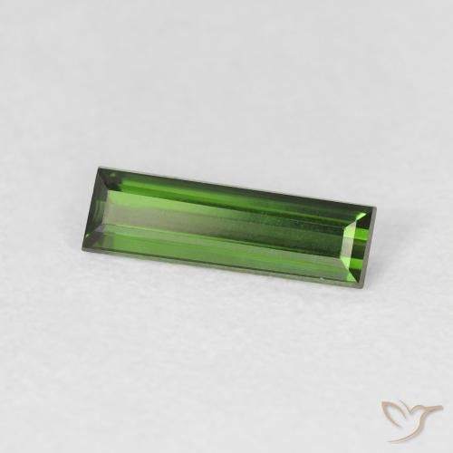 0.68 ct Green Tourmaline Stone, Natural Tourmaline in Baguette Facet Shape for Sale