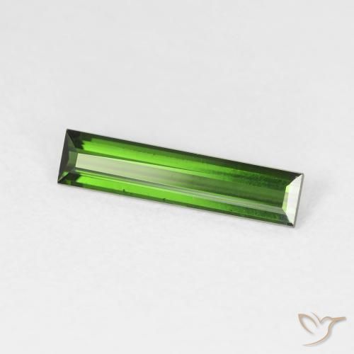 0.89 ct Green Tourmaline Stone, Natural Tourmaline in Baguette Facet Shape for Sale