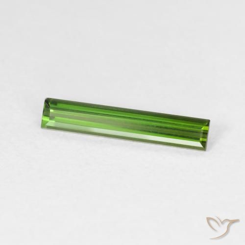 0.64 ct Green Tourmaline Stone, Natural Tourmaline in Baguette Facet Shape for Sale