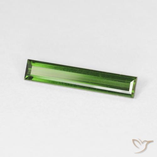 0.97 ct Green Tourmaline Stone, Natural Tourmaline in Baguette Facet Shape for Sale