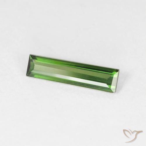 0.63 ct Green Tourmaline Stone, Natural Tourmaline in Baguette Facet Shape for Sale
