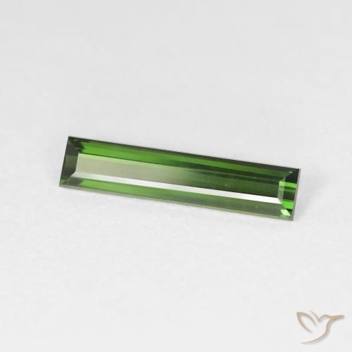 1.17 ct Green Tourmaline Stone, Natural Tourmaline in Baguette Facet Shape for Sale