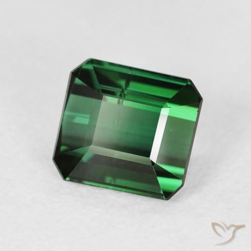 1.77 ct Green Tourmaline Stone, Natural Tourmaline in Octagon Step Cut Shape for Sale