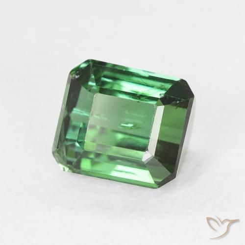 0.92 ct Green Tourmaline Stone, Natural Tourmaline in Octagon Step Cut Shape for Sale