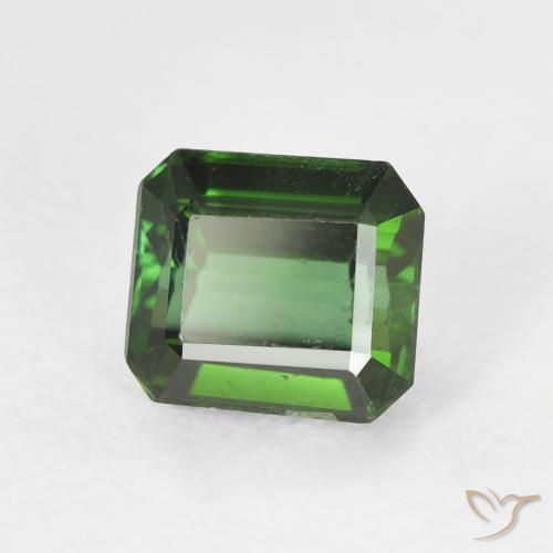 1.23 ct Green Tourmaline Stone, Natural Tourmaline in Octagon Step Cut Shape for Sale