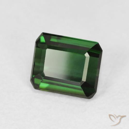 1.18 ct Green Tourmaline Stone, Natural Tourmaline in Octagon Step Cut Shape for Sale