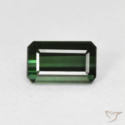 1.30ct Natural Forest Green Tourmaline, Emerald Cut, VS