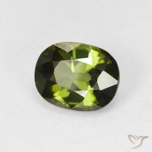 1.23 ct Green Tourmaline Stone, Natural Tourmaline in Oval Facet Shape for Sale