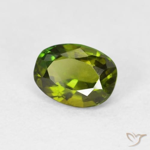 1.08 ct Green Tourmaline Stone, Natural Tourmaline in Oval Facet Shape for Sale