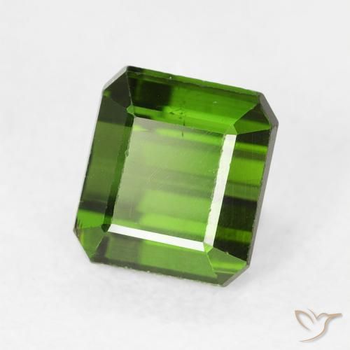 1.28 ct Green Tourmaline Stone, Natural Tourmaline in Octagon Step Cut Shape for Sale