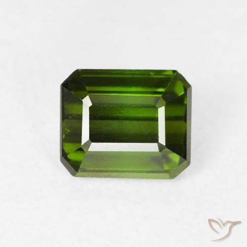 0.80ct Natural Earthy Green Tourmaline, Emerald Cut, VS