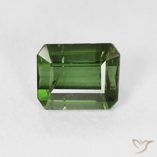 1.08ct Natural Medium Dark-Green Tourmaline, Emerald Cut, VS-SI