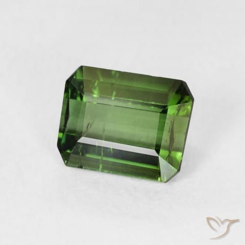 1.08 ct Green Tourmaline Stone, Natural Tourmaline in Octagon Step Cut Shape for Sale