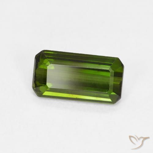 0.88 ct Green Tourmaline Stone, Natural Tourmaline in Octagon Step Cut Shape for Sale