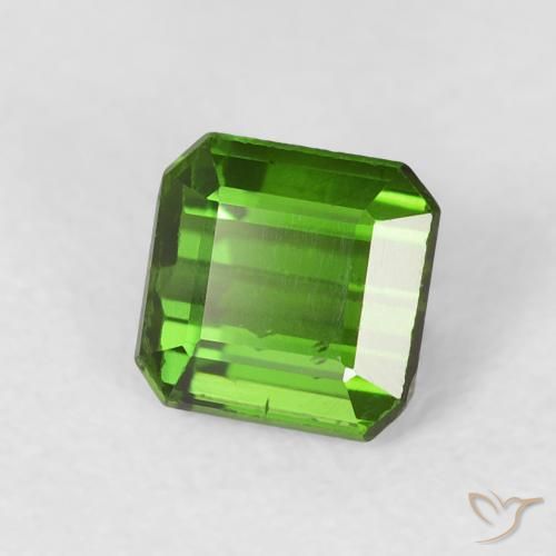 0.74 ct Green Tourmaline Stone, Natural Tourmaline in Octagon Step Cut Shape for Sale