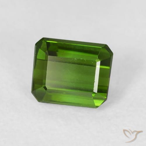 0.72 ct Green Tourmaline Stone, Natural Tourmaline in Octagon Step Cut Shape for Sale