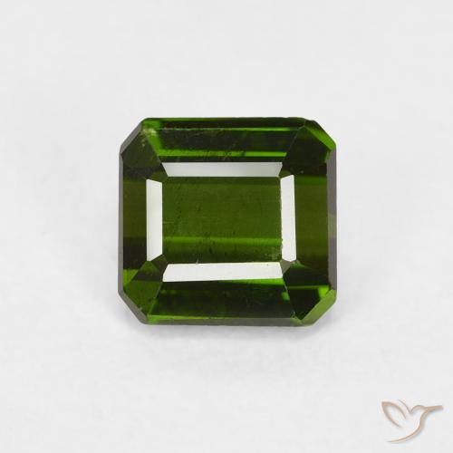 0.98ct Natural Dark Green Tourmaline, Emerald Cut, VS