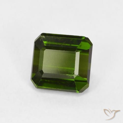 0.98 ct Green Tourmaline Stone, Natural Tourmaline in Octagon Step Cut Shape for Sale