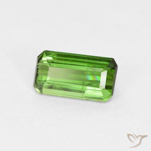 0.85 ct Green Tourmaline Stone, Natural Tourmaline in Octagon Step Cut Shape for Sale