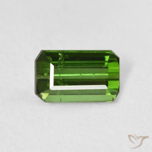 0.75ct Natural Medium Green Tourmaline, Emerald Cut, VS-SI