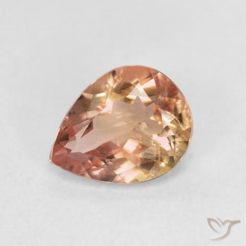 1.35ct Natural Light Earth Orange Tourmaline, Pear Shape, VS