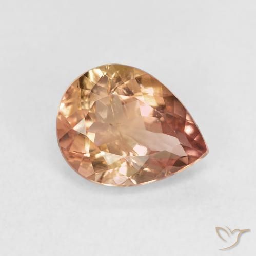 1.35 ct Orange Tourmaline Stone, Natural Tourmaline in Pear Facet Shape for Sale