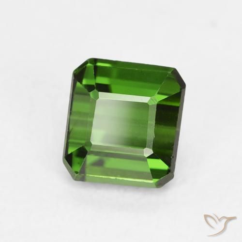 0.80 ct Green Tourmaline Stone, Natural Tourmaline in Octagon Step Cut Shape for Sale