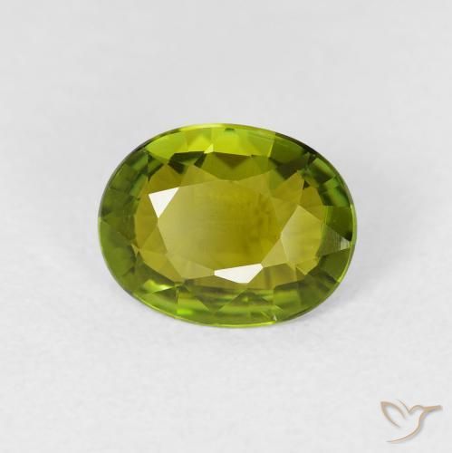 1.32 ct Green Tourmaline Stone, Natural Tourmaline in Oval Facet Shape for Sale