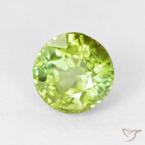 1.38 ct Green Tourmaline Stone, Natural Tourmaline in Round Facet Shape for Sale