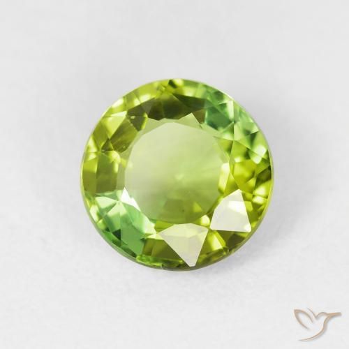1.67 ct Green Tourmaline Stone, Natural Tourmaline in Round Facet Shape for Sale