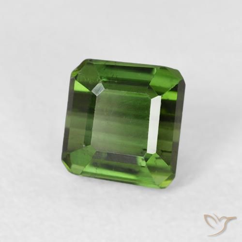 0.73 ct Green Tourmaline Stone, Natural Tourmaline in Octagon Step Cut Shape for Sale