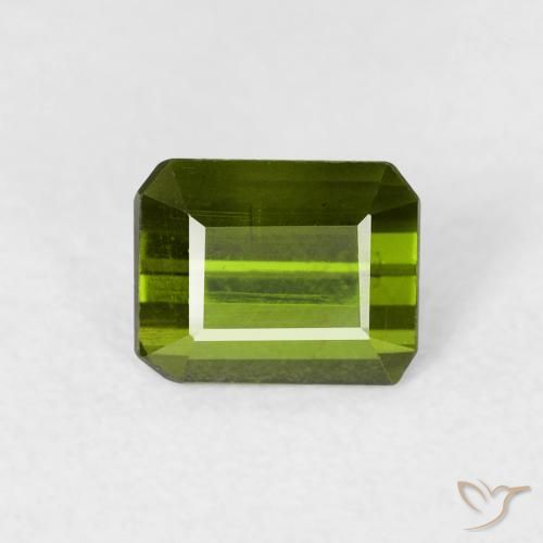 0.72ct Natural Seaweed Green Tourmaline, Emerald Cut, VS
