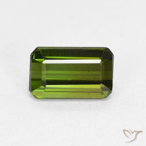 0.92ct Natural Medium Green Tourmaline, Emerald Cut, VVS