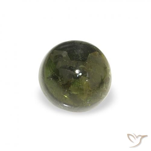 0.54 ct Green Tourmaline Stone, Natural Tourmaline in Round Cabochon Shape for Sale
