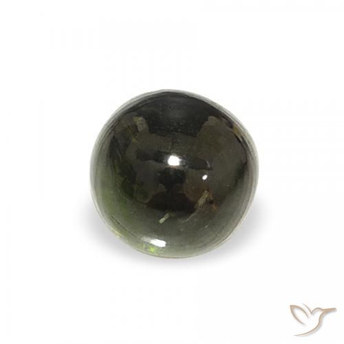 0.62 ct Green Tourmaline Stone, Natural Tourmaline in Round Cabochon Shape for Sale