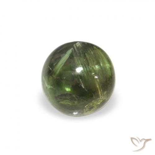 0.55 ct Green Tourmaline Stone, Natural Tourmaline in Round Cabochon Shape for Sale