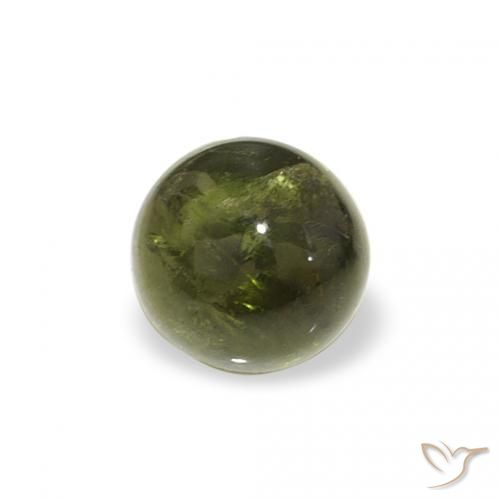 0.75 ct Green Tourmaline Stone, Natural Tourmaline in Round Cabochon Shape for Sale