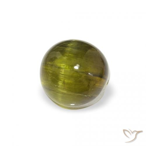 0.84 ct Green Tourmaline Stone, Natural Tourmaline in Round Cabochon Shape for Sale