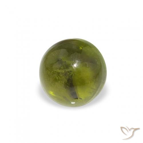 0.67 ct Green Tourmaline Stone, Natural Tourmaline in Round Cabochon Shape for Sale